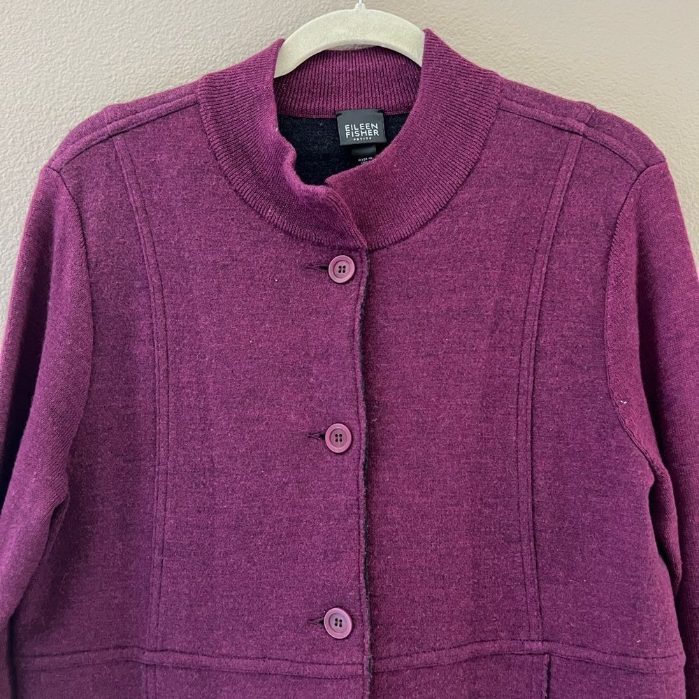 Eileen Fisher Merino Wool Purple/Plum Coat - Picture 5 of 9